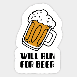 Will Run For Beer T-Shirt | Funny Running T-Shirt Sticker